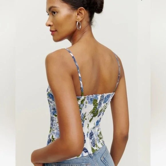 Reformation White and Blue Floral Crop Top - Picture 3 of 9